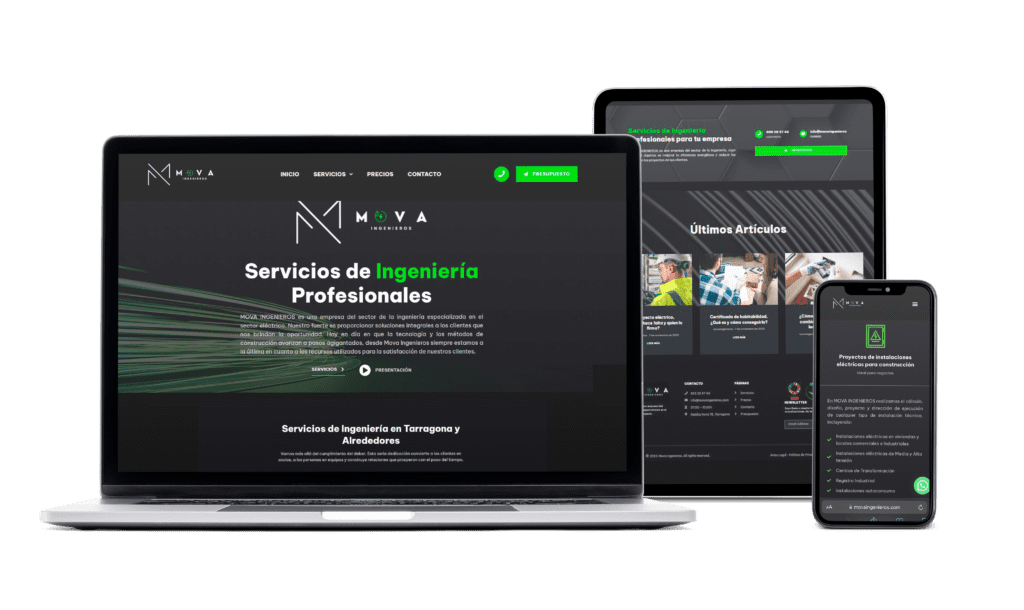 Mockup Diseño Web Mova Ingenieros